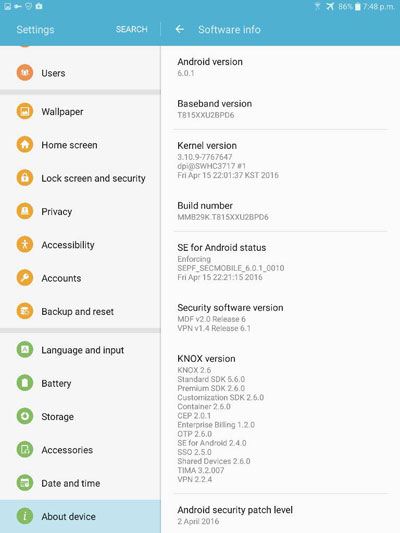 لوحي Galaxy Tab S2 9.7 يبدأ بالحصول على الأندرويد 6.0.1