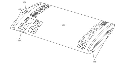براءة اختراع - جهاز الأيفون المستقبلي مع شاشة منحنية