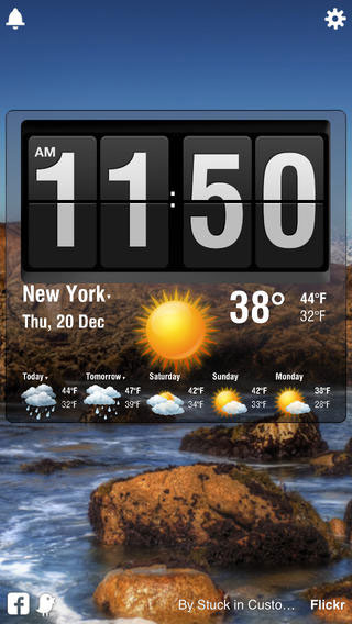 تطبيق Flip Clock منبه وعرض حالة الطقس
