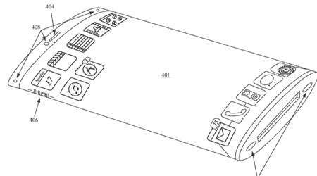 براءة اختراع - جهاز الأيفون المستقبلي مع شاشة منحنية