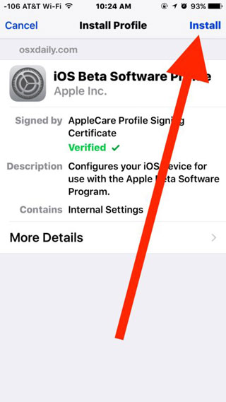 تثبيت iOS 10