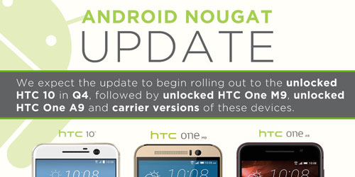 شركة HTC تعلن عن موعد حصول هواتفها على الأندرويد 7.0