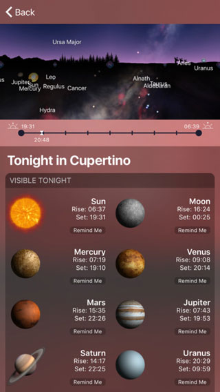 تطبيق Night Sky 4 لمعرفة أماكن الكواكب والنجوم