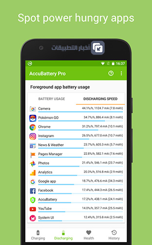 تطبيق AccuBattery لإطالة عمر البطارية و مراقبة استهلاك الشحن لأجهزة الأندرويد !