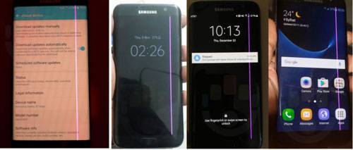 ظهور مشكلة الخط الوردي في شاشة هاتف جالكسي S7 ادج
