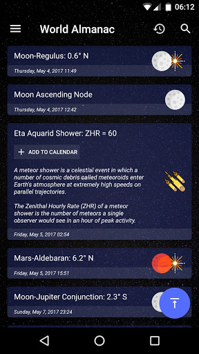 تطبيق Sky Events لمعرفة الحوادث الفلكية المهمة