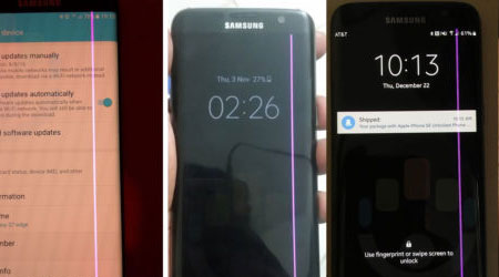 ظهور مشكلة الخط الوردي في شاشة هاتف جالكسي S7 ادج