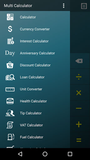 تطبيق Multi Calculator حاسبة بعدة مهام مختلفة
