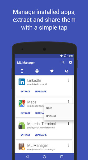 تطبيق ML Manager لإدارة التطبيقات واستخراج ملف APK