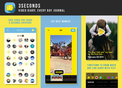 تطبيق 3Seconds لتسجيل مذكراتك اليومية بمقاطع فيديو في ألبوم واحد