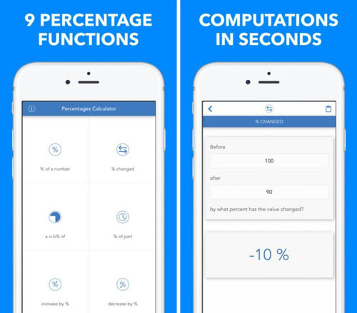 تطبيق Percentages Calculator لحساب النسب المئوية