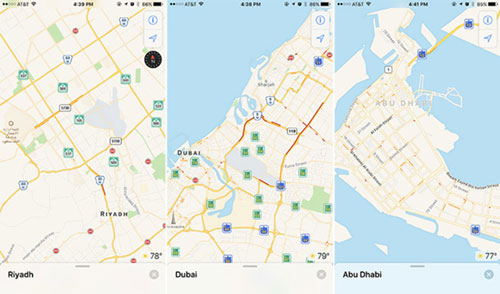 تطبيق خرائط آبل بات يعرض الأحوال المرورية في السعودية و الإمارات - تحديث مهم !