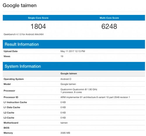 رصد هاتف جديد قادم من شركة جوجل بمعالج Snapdragon 835