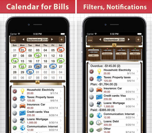 تطبيق Bills for iPhone لمتابعة فواتيك ومصاريفك