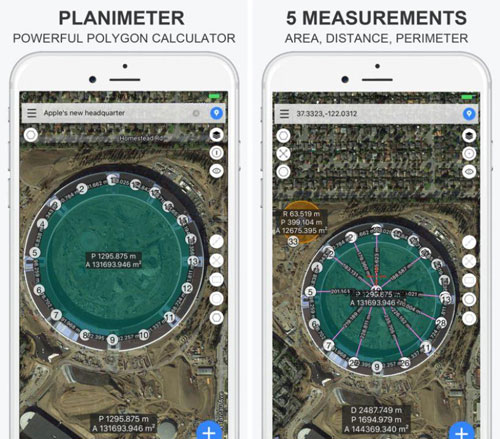 تطبيق Planimeter للخرائط مع أدوات قياس مختلفة