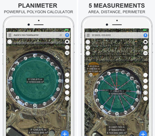 تطبيق Planimeter للخرائط مع أدوات قياس مختلفة