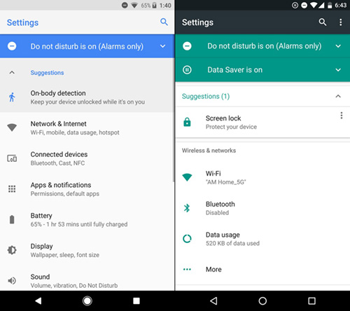 Android O VS Android Nougat