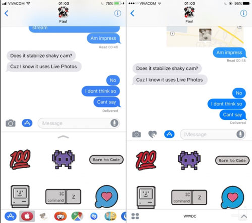 تطبيق iMessage بين iOS 11 وiOS 10