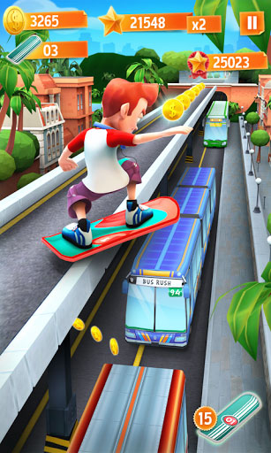 لعبة Bus Rush لخوض تحدي التزحلق وجمع القطع الذهبية