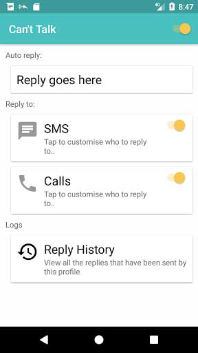 تطبيق Can't Talk لإضافة ميزة الرد بالرسائل على الاتصالات