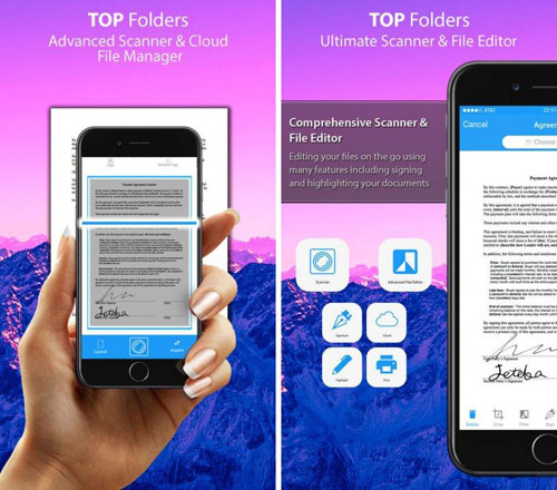 تطبيق Top Folders Pro لإدارة المستندات وماسح ضوئي