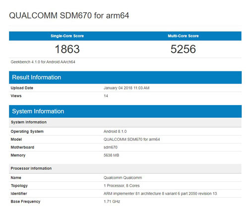 رصد أداء معالج كوالكم Snapdragon 670 القريب من الفئة العليا