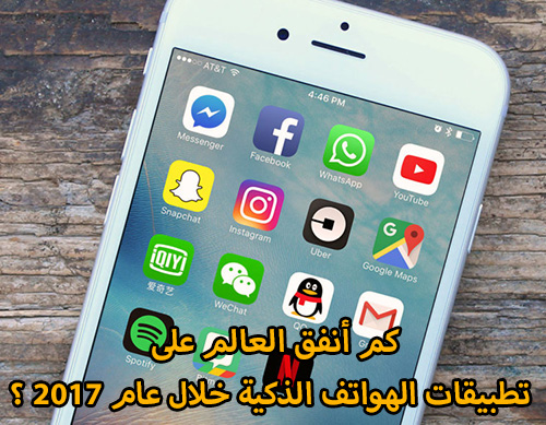 كم أنفق العالم على تطبيقات الهواتف الذكية خلال عام 2017 ؟