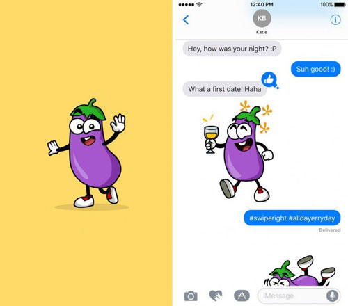 تطبيق Eggplant Stickers ملصقات مميزة للأي-مسج