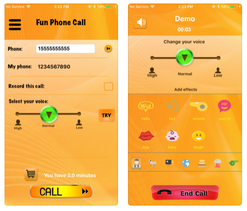 تطبيق Fun Phone Call - IntCall لإجراء مكالمات وهمية طريفة (الآيفون و الآيباد)