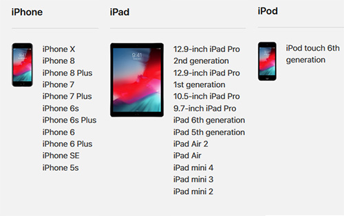 الأجهزة الداعمة لتحديث iOS 12