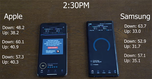 هاتف آيفون XS Max ضد جالكسي نوت 9 - من يتفوق في اختبار سرعة الاتصال بالإنترنت؟!
