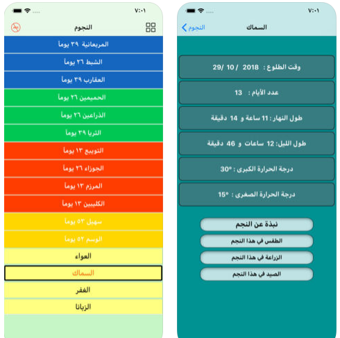 تطبيق الفصول الأربعة - تعرّف على طوالع النجوم وتغيرات المواسم والطقس بطريقة مميزة، مجاني!