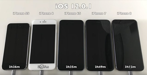 أداء البطارية على تحديث iOS 12.0.1 ( قبل تحديث iOS 12.1 )