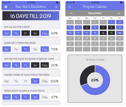 تطبيق New Years Tracker للتخطيط للعام المقبل