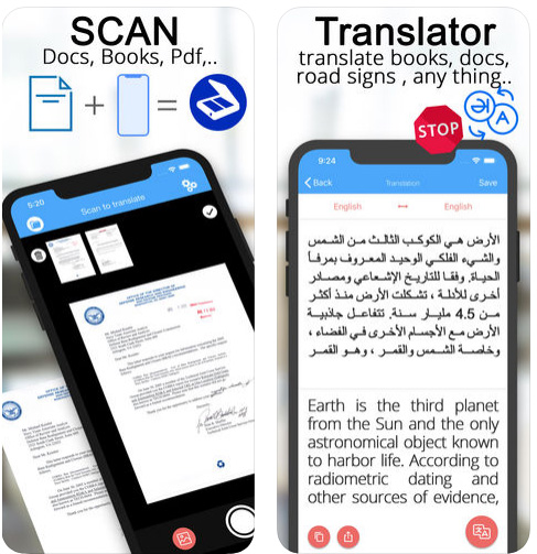 تطبيق الماسح الضوئي المترجم لمسح الأوراق والكتب ضوئياً وترجمتها في آن واحد، للآيفون والآيباد