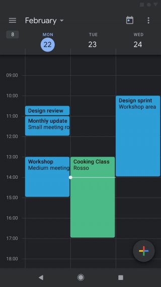 Google Calendar dark mode