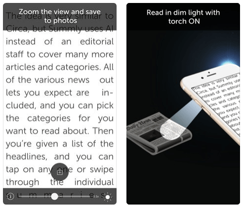 تطبيق Magnifier للتكبير والقراءة