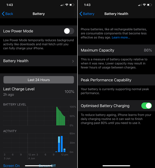 ميزة تحسين شحن البطارية Optimized Battery Charging