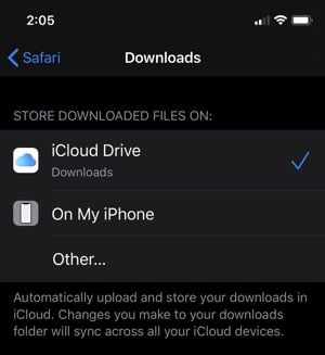 تحديث iOS 13 - تغيير مسار التحميلات