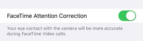 خيار FaceTime Attention Correction