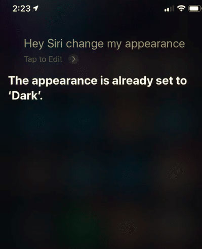 تفعيل الوضع الليلي عبر سيري في iOS 13
