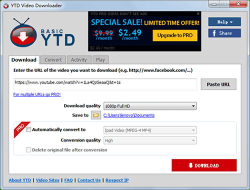 برنامج YTD video downloader