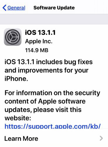 آبل تطلق تحديث iOS 13.1.1 لإطلاق مشكلة استنزاف البطارية ومشاكل أخرى!