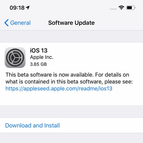 التحديث إلى iOS 13 هوائياً