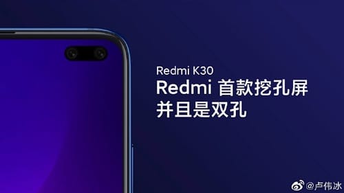 تسريب Redmi K30 مع ثقبين في الشاشة لكاميرا أمامية مزدوجة