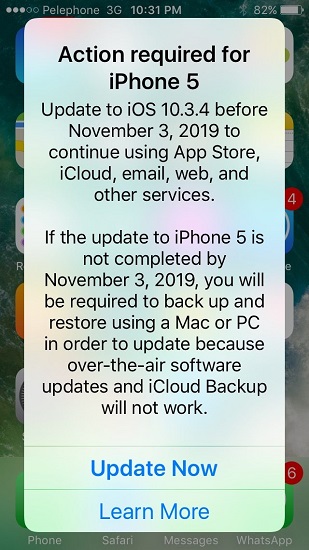 يجب تحديث ايفون 5 إلى iOS 10.3.4 وإلا توقف عن العمل!