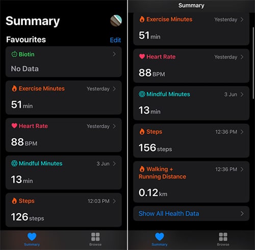 واجهة جديدة لتطبيق صحتي Health