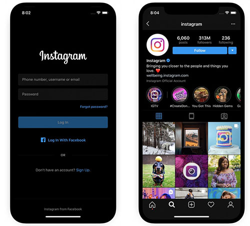 تطبيق إنستاغرام على الآيفون يحصل على خاصية الوضع الليلي