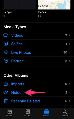 إخفاء الصور والفيديو داخل تطبيق الصور Photos