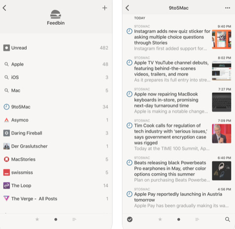 تطبيق Reeder 4 قاريء الأخبار والمواقع